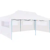 Syfax Pop-Up Partyzelt mit Seitenwänden Faltbar 3x6 m Stahl Weiß