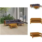 vidaXL 5-tlg. Garten-Lounge-Set mit Auflage Massivholz Akazie - Gartenmöbel-Sets