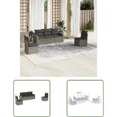 The Living Store 5-tlg. Garten-Sofagarnitur mit Kissen Grau Poly Rattan