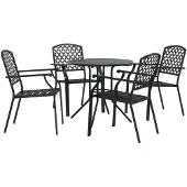 Syfax Gartenstuhl-Set 5-tlg. Stapelbar Pulverbeschichteter Stahl