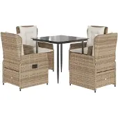 Syfax 5-tlg. Garten-Essgruppe mit Kissen Beige Poly Rattan
