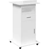 Syfax Rednerpult mit Rollen & Schublade Weiß 55x55x107 cm