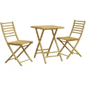Syfax Klappbares 3-teiliges Bambus Bistro-Set: 1 Tisch und 2 Stühle für 2 Personen