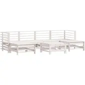Syfax 7-tlg. Garten-Lounge-Set Weiß Massivholz Kiefer