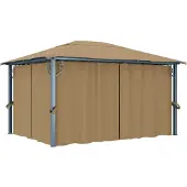 The Living Store Pavillon mit Vorhang 400x300 cm Taupe Aluminium