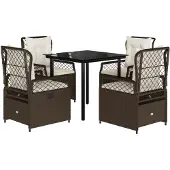 Syfax 5-tlg. Garten-Essgruppe mit Kissen Braun Poly Rattan
