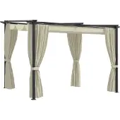Syfax Pavillon mit Vorhängen 3 x 3 m Creme Stahl