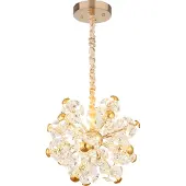 Globo Lighting Hängeleuchte Metall goldfarben, Glaskristalle klar, ø: 500mm, H: 1250mm, inkl. LED 52W 230V, 5600lm Source, 4800lm Output, 3000K