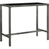 Syfax Garten-Bartisch Grau 130x60x110 cm Poly Rattan und Glas