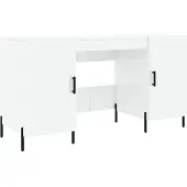 Syfax Schreibtisch Hochglanz-Weiß 140x50x75 cm Holzwerkstoff