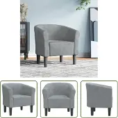 The Living Store Clubsessel Dunkelgrau Samt