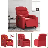 The Living Store Massagesessel Elektrisch Rot Kunstleder