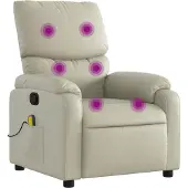 Syfax Massagesessel mit Relaxfunktion, Kunstleder, Creme