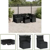 The Living Store 8-tlg. Garten-Sofagarnitur mit Kissen Schwarz Poly Rattan