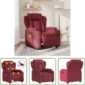 The Living Store Massagesessel Elektrisch Weinrot Stoff