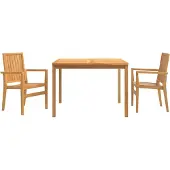 Syfax 3-tlg. Garten-Essgruppe Massivholz Teak