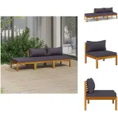vidaXL 3-tlg. Garten-Lounge-Set mit Auflage Massivholz Akazie - Gartenmöbel-Sets