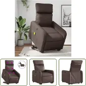 The Living Store Massagesessel mit Aufstehhilfe Elektrisch Braun Kunstleder