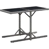Syfax Gartentisch Anthrazit 110x53x72 cm Glas und Poly Rattan