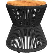 Syfax Couchtisch mit Drahtgestell Schwarz Ø 45x44 cm Akazienholz