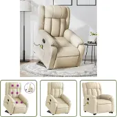 The Living Store Massagesessel mit Aufstehhilfe Creme Stoff