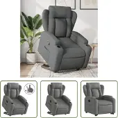 The Living Store Relaxsessel mit Aufstehhilfe Dunkelgrau Stoff
