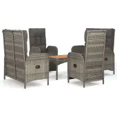 Syfax 5-tlg. Garten-Essgruppe mit Kissen Grau Poly Rattan