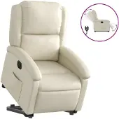 Syfax Relaxsessel mit Aufstehhilfe Elektrisch Creme Kunstleder