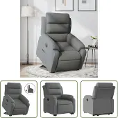 The Living Store Relaxsessel mit Aufstehhilfe Dunkelgrau Stoff