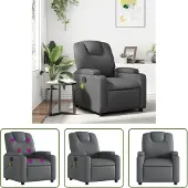 The Living Store Massagesessel Grau Kunstleder