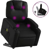 Syfax Massagesessel mit Aufstehhilfe Schwarz Kunstleder