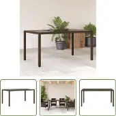 The Living Store Gartentisch mit Glasplatte Braun 150x90x75 cm Poly Rattan