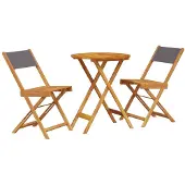 Syfax 3-tlg. Bistro-Set Anthrazit Stoff und Massivholz