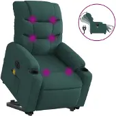 Syfax Elektrischer Massagesessel mit Aufstehhilfe Dunkelgrün Stoff
