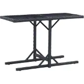 Syfax Gartentisch Schwarz 110×53×72 cm Glas und Poly Rattan