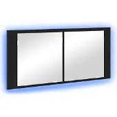 Syfax LED Spiegel-Schrank Schwarz Eichen-Optik 100 x 12 x 45 cm