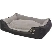 Syfax Hundebett mit gepolstertem Kissen Größe S Schwarz