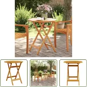 The Living Store Gartentisch Klappbar Ø70x75 cm Massivholz Akazie