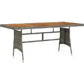Syfax Gartentisch Grau 160x70x72 cm Poly Rattan & Massivholz Akazie