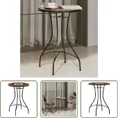 The Living Store Mosaik-Bistrotisch Terrakottarot und Weiß Ø50x70 cm Keramik