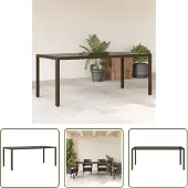 The Living Store Gartentisch mit Glasplatte Braun 190x90x75 cm Poly Rattan
