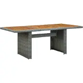 Syfax Gartentisch Hellgrau Poly Rattan und Akazie Massivholz