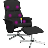 Syfax Massagesessel mit Fußhocker Schwarz Stoff