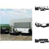 vidaXL 6-tlg. Garten-Lounge-Set mit Kissen Poly Rattan Schwarz - Gartenmöbel-Sets