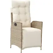 Syfax Gartensessel mit Fußteil Verstellbar Beige Poly Rattan