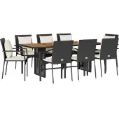 Syfax 9-tlg. Garten-Essgruppe mit Kissen Schwarz Poly Rattan