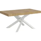 Itamoby Volantis ausziehbarer Tisch 200/304x90 cm, Eiche natur mit weißen Beinen