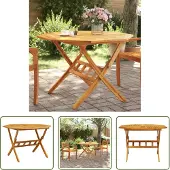 The Living Store Gartentisch Klappbar Ø110x75 cm Massivholz Akazie