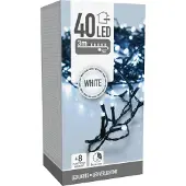Koopman LED-Lichterkette, 40 LEDs, kaltweiß, 230 V, grün, Innen/Außen, 6 m, Timer