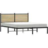 Syfax Metallbett ohne Matratze Sonoma-Eiche 140x200 cm